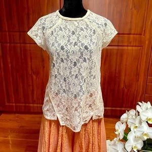 Vintage Zara basics boho lace top